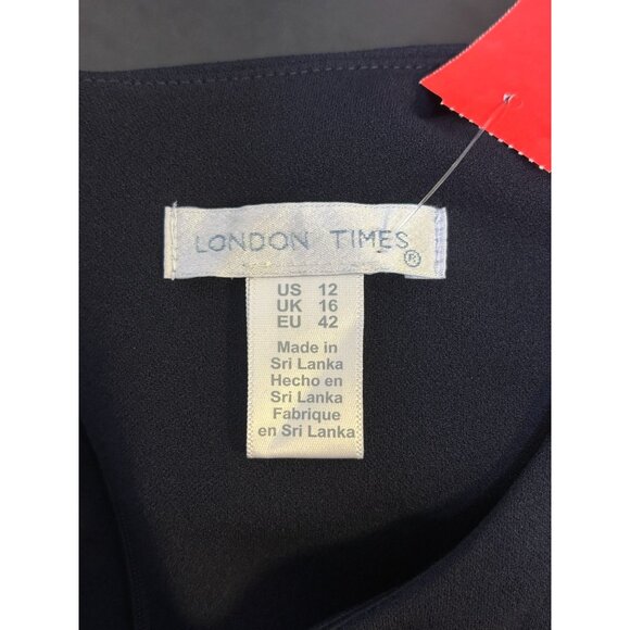 London Times Navy Cap Sleeve Dress Size 12 - Picture 6 of 6